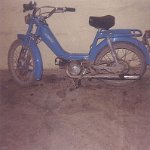 03  1971 - 1972 - So sah das Mofa im Winter immer aus, war ja auch täglich und bei jedem Wetter im Betrieb.